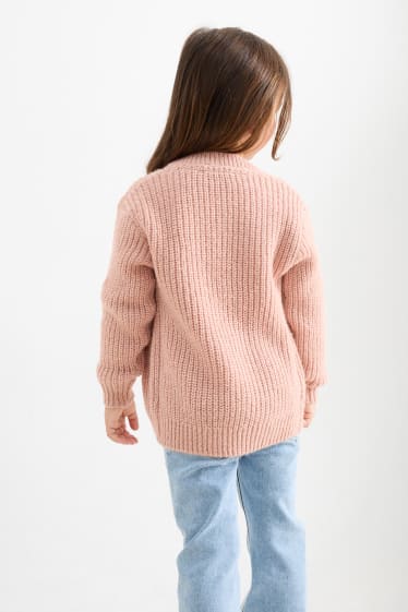 Bambine - Fiocchi - set - maglia a maniche lunghe e cardigan - 2 pezzi - rosa / beige