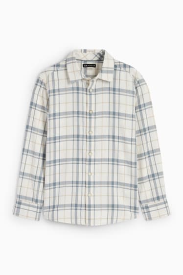 Niños - Camisa - de cuadros - beis