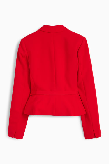 Women - Blazer with belt - red