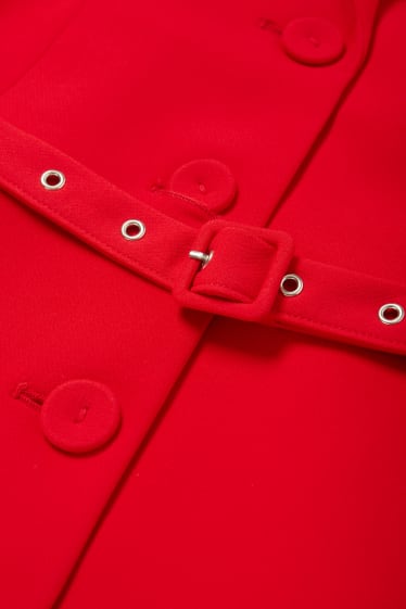 Women - Blazer with belt - red