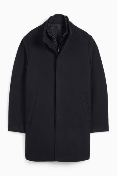 Hommes - Manteau - look 2-en-1 - laine mélangée - bleu foncé