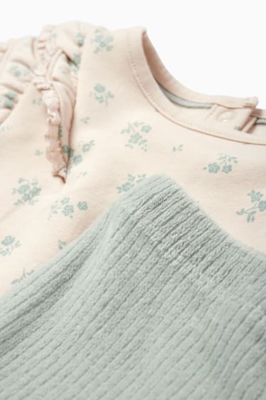 Bébés filles - Petites fleurs - tenue pour bébé - 2 pièces - beige clair