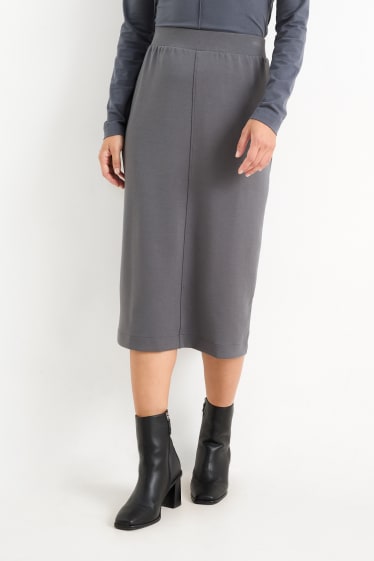 Damen - Basic-Bleistiftrock - dunkelgrau