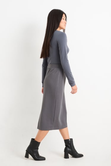 Damen - Basic-Bleistiftrock - dunkelgrau
