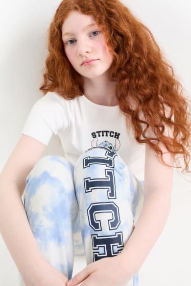 Dzieci dziewczynki - Lilo & Stitch - komplet - koszulka z krótkim rękawem i spodnie dresowe - biały