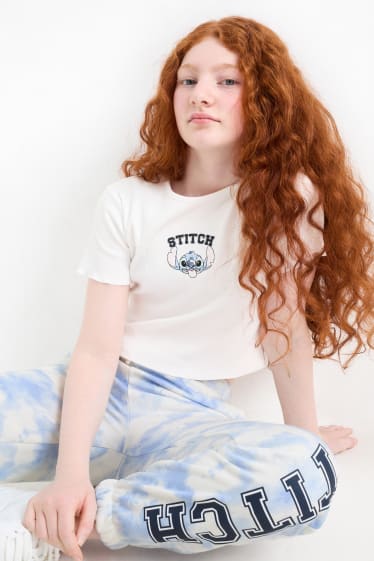 Dzieci dziewczynki - Lilo & Stitch - komplet - koszulka z krótkim rękawem i spodnie dresowe - biały