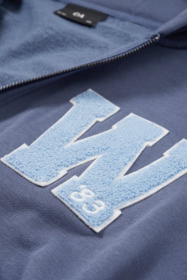 Uomo - Felpa con zip e cappuccio - blu