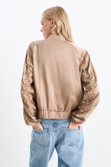 Damen - Satin-Blouson - taupe