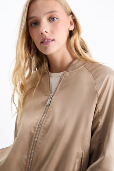Damen - Satin-Blouson - taupe