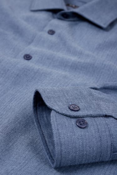 Hommes - Chemise - regular fit - col cutaway - bleu foncé