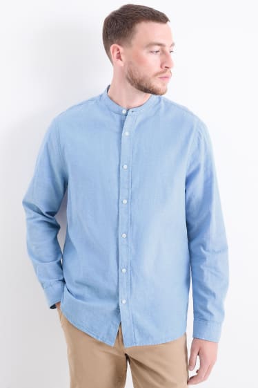 Herren - Hemd -  Regular Fit - Stehkragen - hellblau