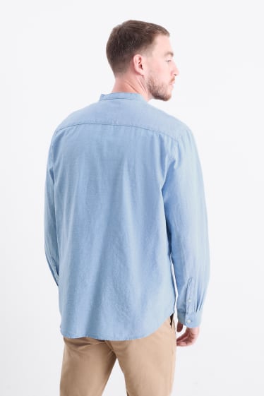 Herren - Hemd -  Regular Fit - Stehkragen - hellblau