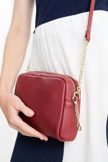 Dames - Schoudertas - imitatieleer - donkerrood