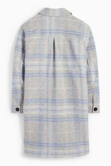 Dames - Mantel - geruit - lichtgrijs