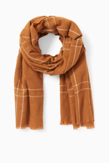 Femmes - Foulard - à carreaux - marron