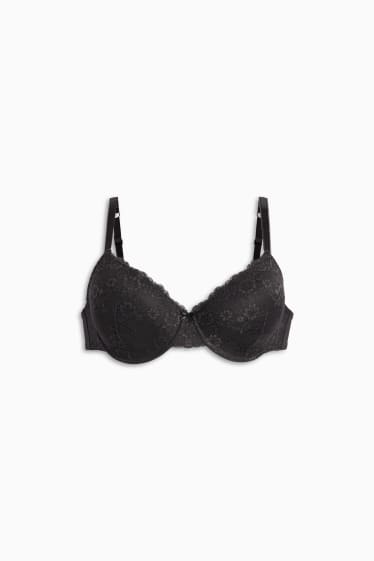 Femei - Sutien cu armătură - DEMI - vătuit - negru