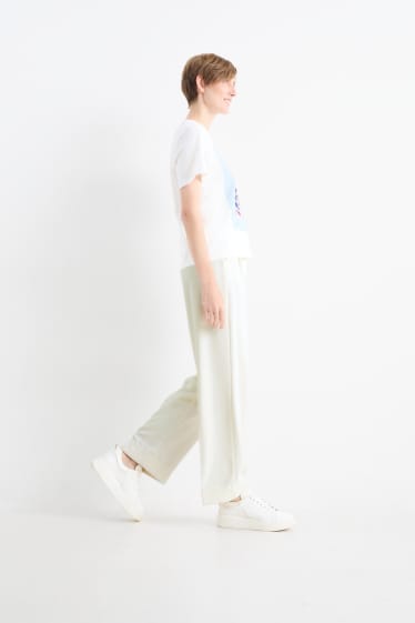Dona - Pantalons de tela - high waist - tapered fit - blanc