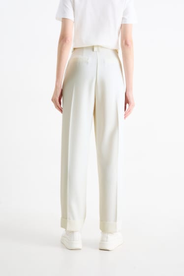 Dona - Pantalons de tela - high waist - tapered fit - blanc