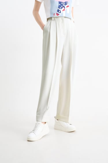 Dona - Pantalons de tela - high waist - tapered fit - blanc