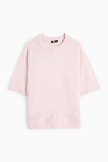 Kobiety - Sweter z dzianiny - z krótkim rękawem - jasnoróżowy