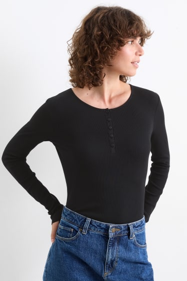 Donna - Maglia con collo serafino - nero