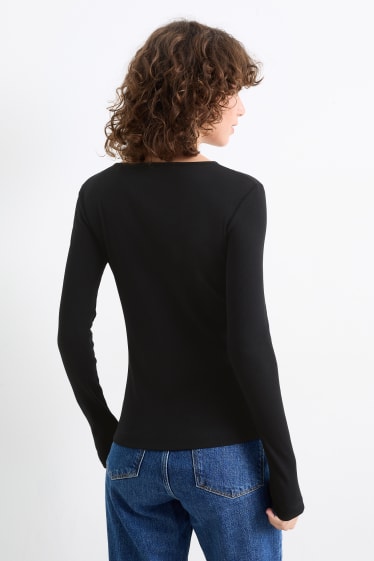 Donna - Maglia con collo serafino - nero