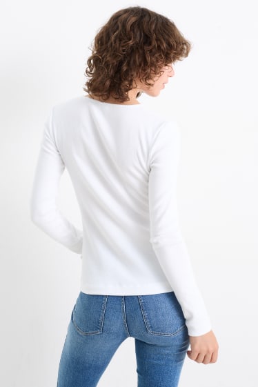 Damen - Henley Shirt - weiß