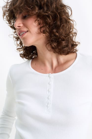 Damen - Henley Shirt - weiß