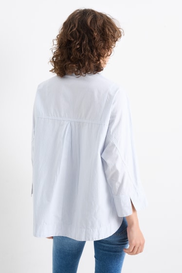 Damen - Popeline-Bluse - gestreift - hellblau