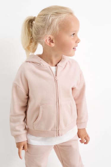 Enfants filles - Cœur - Sweat zippé en molleton avec capuche - rose