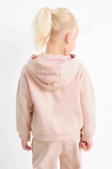 Enfants filles - Cœur - Sweat zippé en molleton avec capuche - rose