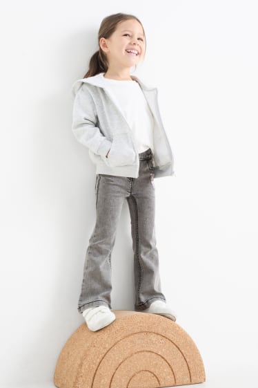 Enfants filles - Licorne - flared jegging jean - gris clair