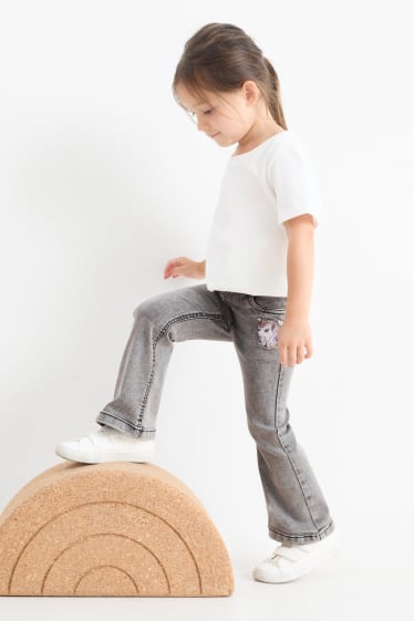 Enfants filles - Licorne - flared jegging jean - gris clair