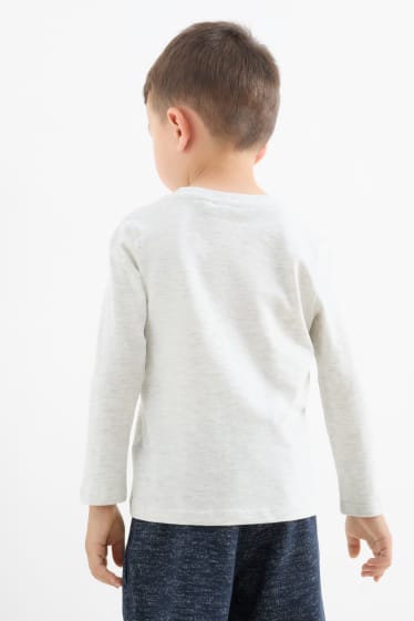 Enfants garçons - Lot de 3 - Monster truck et animaux sauvages - haut à manches longues - bleu / blanc