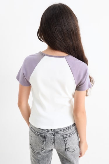 Kinderen: meisjes - Vlinder - T-shirt - crèmekleurig