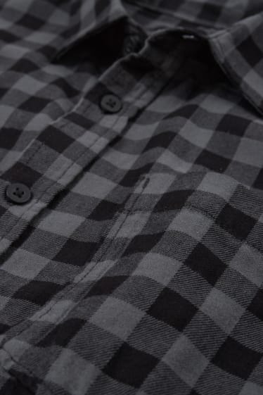 Uomo - Camicia - regular fit - collo all'italiana - a quadretti - nero
