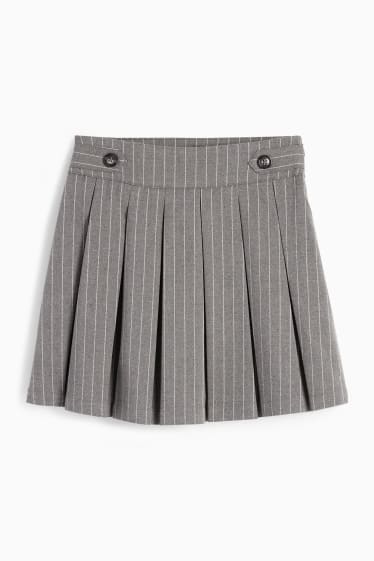 Enfants filles - Jupe plissée - fines rayures - gris