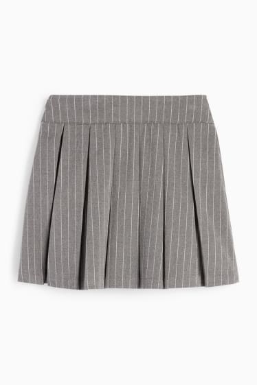 Enfants filles - Jupe plissée - fines rayures - gris