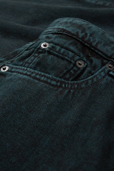Damen - Wide Leg Jeans - High Waist - dunkelgrün