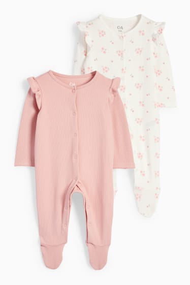 Bébés filles - Lot de 2 - petites fleurs - pyjamas bébé - rose