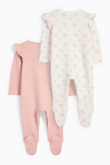 Bébés filles - Lot de 2 - petites fleurs - pyjamas bébé - rose