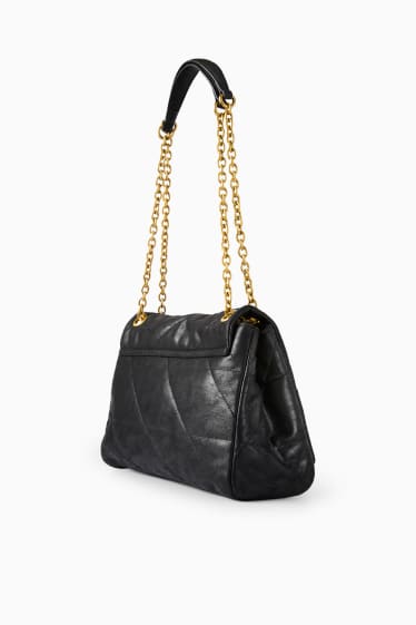 Damen - Tasche - Lederimitat - schwarz