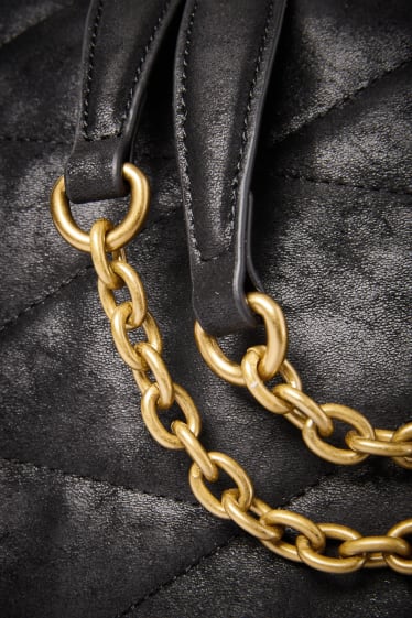 Damen - Tasche - Lederimitat - schwarz