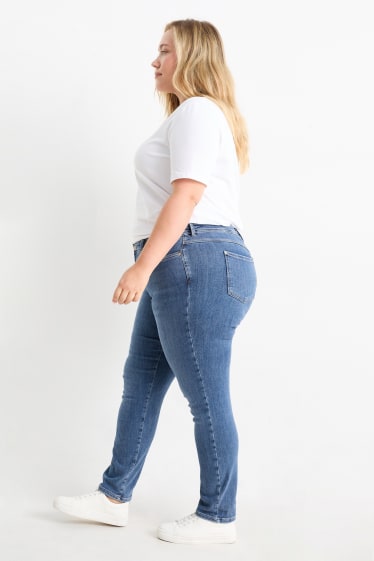 Women - Skinny jeans - mid-rise waist - one size fits more - blue denim
