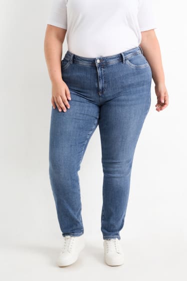 Women - Skinny jeans - mid-rise waist - one size fits more - blue denim