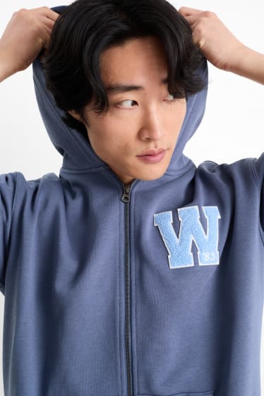 Uomo - Felpa con zip e cappuccio - blu