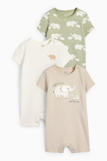 Unisexe - Lot de 3 - éléphant - pyjama pour bébé - beige clair