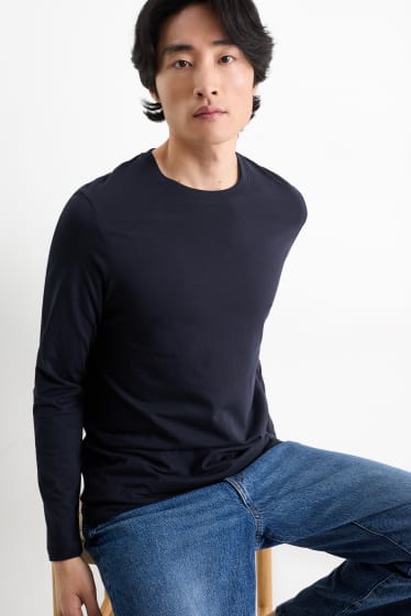 Hombre - Camiseta de manga larga - azul oscuro