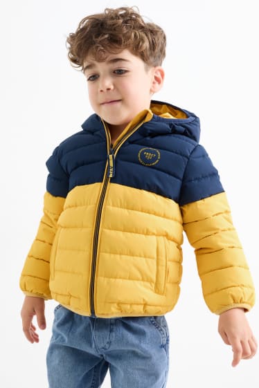 Kinder Buben - Steppjacke mit Kapuze - wasserabweisend - orange