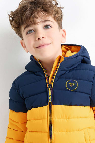 Kinder Buben - Steppjacke mit Kapuze - wasserabweisend - orange